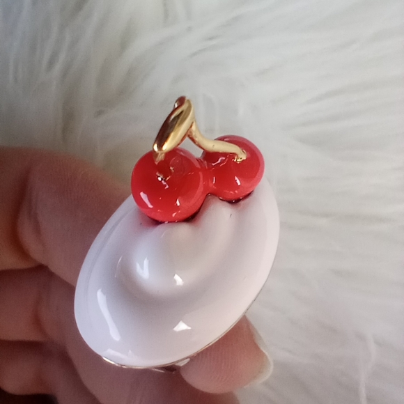 Rare Kate Spade Magnolia Bakery Pink Gold Red Cupcake Cherry Ring - Picture 12 of 16
